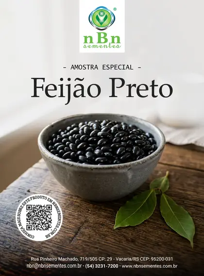 Frente da embalagem: Amostra Especial de Feijão Preto da NBN Sementes